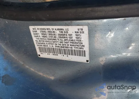 2007 Honda Odyssey Ex from USA, damaged, VIN 5FNRL38487B001142